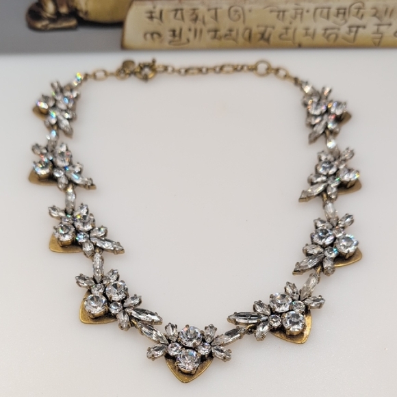 J. Crew Gold and Silver Floral Crystal Necklace - Picture 3 of 6